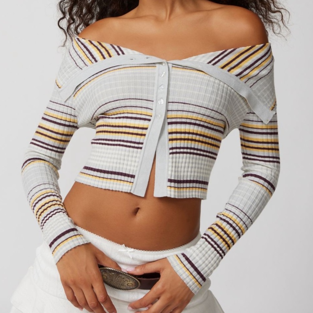 Urban outfitters Cropped
Flyaway Cardigan striped sweater boho y2k